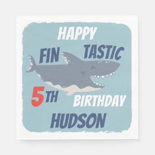 Fintastic Happy Shark Birthday Party, elke leeftij Servet (Voorkant)