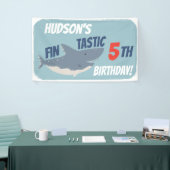 Fintastic Happy Shark Birthday Party, elke leeftij Spandoek (Beurs)