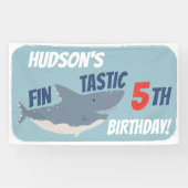 Fintastic Happy Shark Birthday Party, elke leeftij Spandoek (Horizontaal)