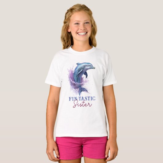 Fintastic Sisters Moderne rustieke Waterverf Douch T-shirt (Voorkant volledig)