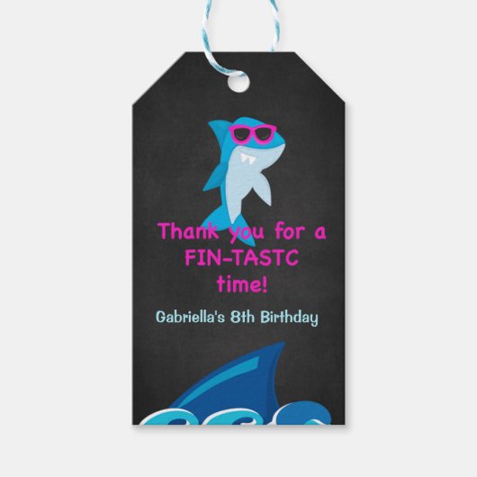 Fintastic tijd... Meisjes haai dank u cadeau Label Cadeaulabel (Voorkant)