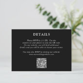 Fiona Black Bold Monogram Moderne bruiloft Informatiekaartje (Staand voorkant)