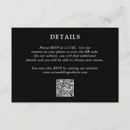 Fiona Black Bold Monogram Moderne bruiloft Informatiekaartje