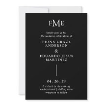 Fiona Black Bold Monogram Moderne bruiloft
