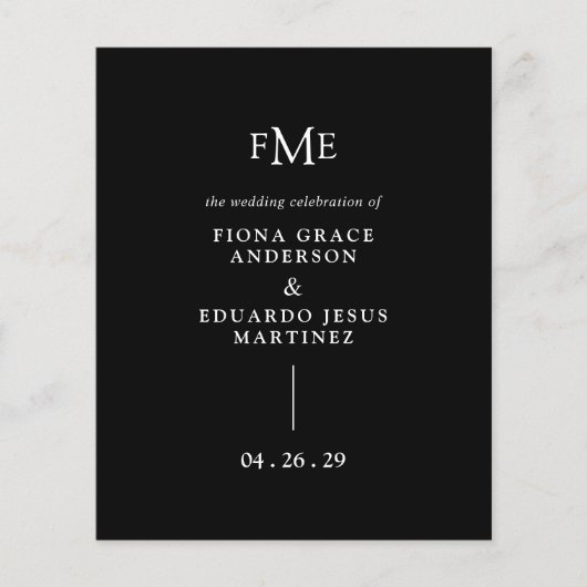 Fiona Black Bold Monogram Moderne Trouw Flyer (Voorkant)