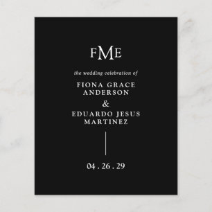 Fiona Black Bold Monogram Moderne Trouw Flyer
