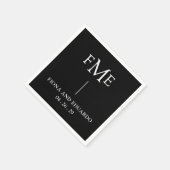 Fiona Black Bold Monogram Moderne Trouw Servet (Hoek)