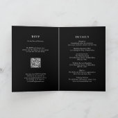 Fiona Black Bold Monogram Moderne Trouwkaart (Binnen)