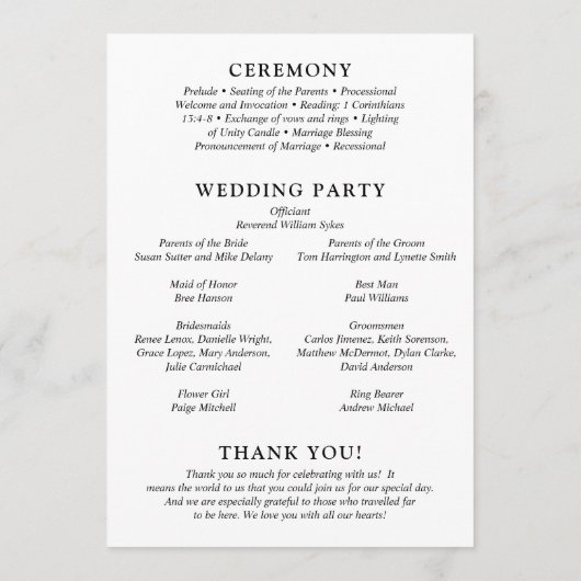 Fiona Black en White Vet Monogram Modern Trouwen Programmakaart (Achterkant)