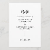 Fiona Black en White Vet Monogram Modern Trouwen Programmakaart (Voorkant)