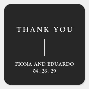 Fiona Black Krachtig Monogram Modern Trouwfeest Vierkante Sticker