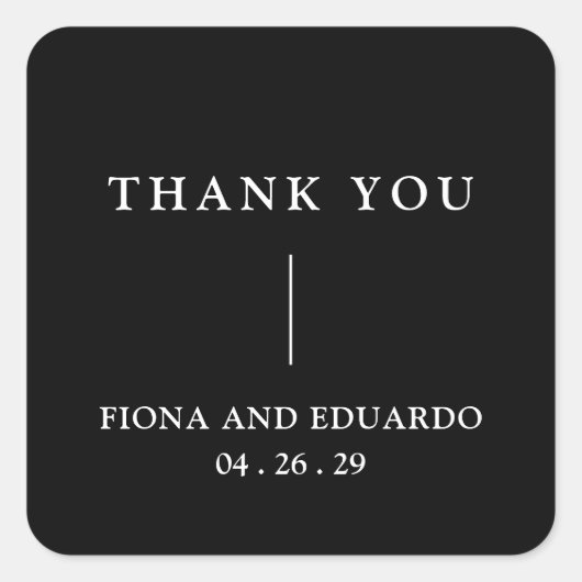 Fiona Black Krachtig Monogram Modern Trouwfeest Vierkante Sticker (Voorkant)