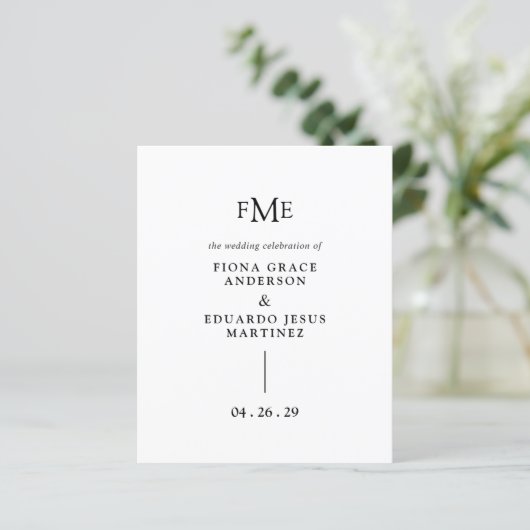 Fiona Bold Monogram Huwelijksprogramma (Staand voorkant)