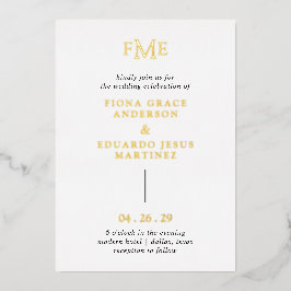Fiona Bold Monogram Moderne bruiloft Folie Uitnodiging