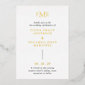 Fiona Bold Monogram Moderne bruiloft Folie Uitnodiging (Voorkant)