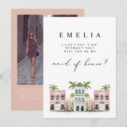 FIONA Charleston Foto Bruidsmeisje Voorstel Kaart (Voorkant / Achterkant)