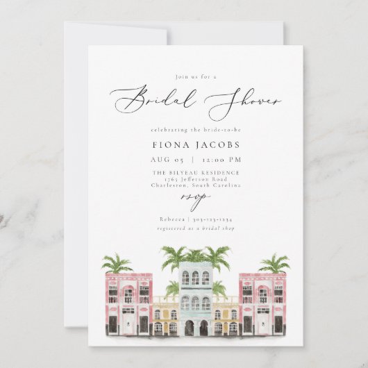 FIONA Charleston Rainbow Row-Vrijgezellenfeest Kaart (Voorkant)