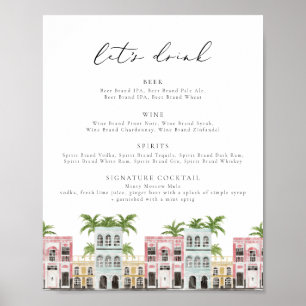 FIONA Charleston SC Rainbow Row Bar Menubord Poster