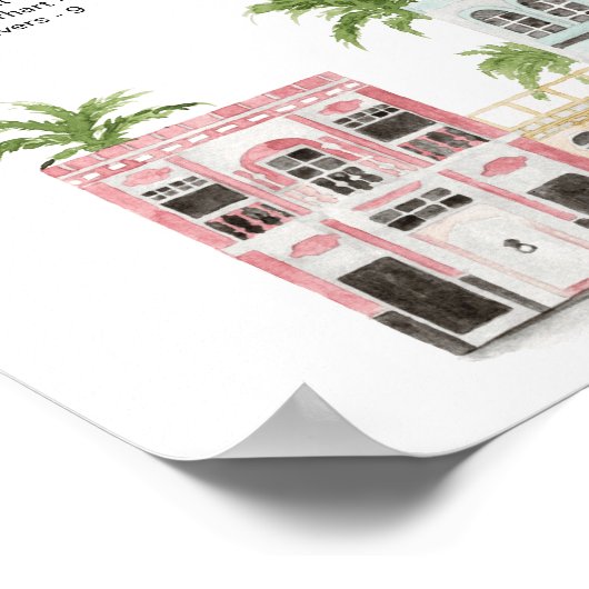 FIONA Charleston SC Rainbow Row-zitgrafiek Poster (Hoek)