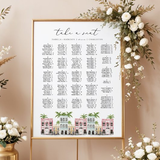 FIONA Charleston SC Rainbow Row Zitplaatsindeling Poster