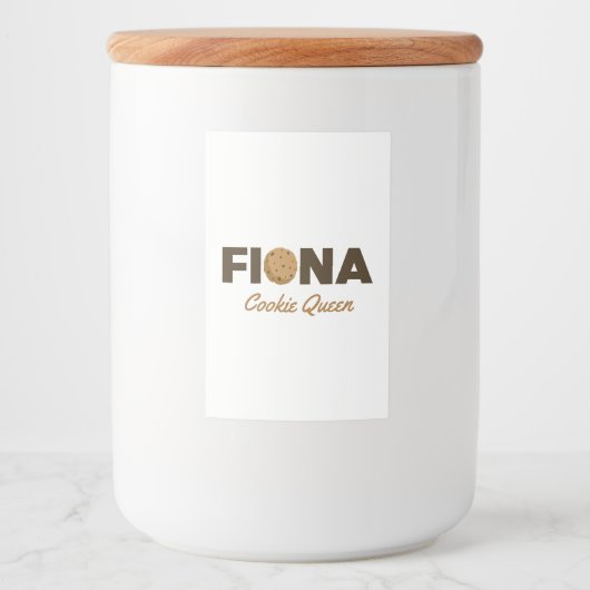 Fiona cookie koningin voedselcontainer etiket (Voorkant)
