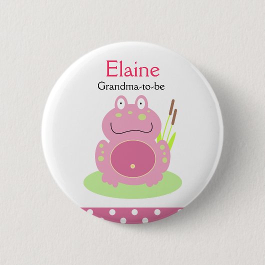 FIONA de PINK FROG NAME TAG Personalized Button (Voorkant)