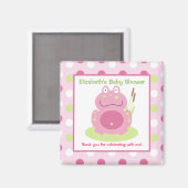 Fiona de Roze Kikker Vierkante Favor Magnet (Voorkant / Achterkant)