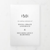 Fiona Foto Vet Monogram Modern Huwelijk Drieluik Uitnodiging (Cover)