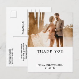 Fiona Foto Vet Monogram Modern Trouwdag Briefkaart