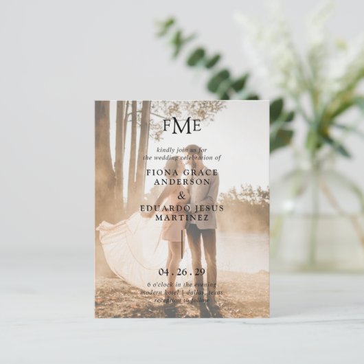 Fiona foto vet monogram moderne bruiloft (Staand voorkant)