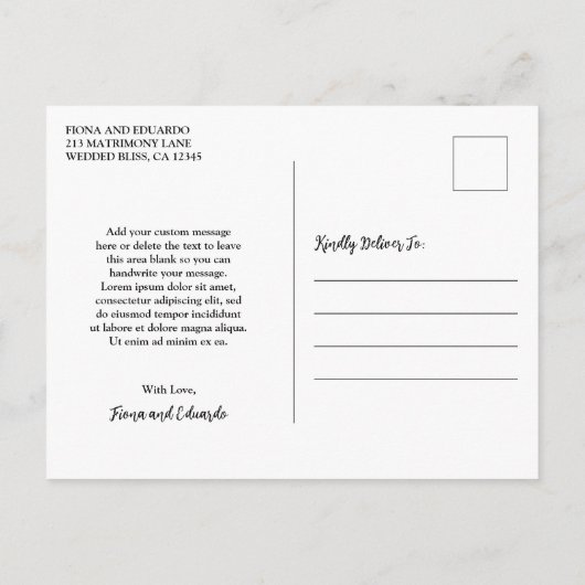 Fiona foto vet monogram moderne bruiloft briefkaart (Achterkant)