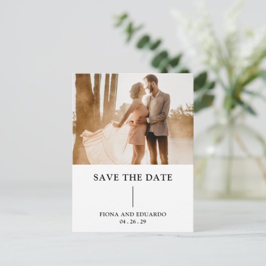 Fiona foto vet monogram moderne bruiloft briefkaart (Staand voorkant)