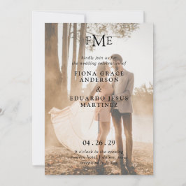 Fiona foto vet monogram moderne bruiloft kaart