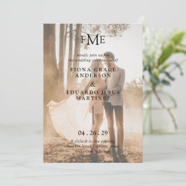 Fiona foto vet monogram moderne bruiloft kaart