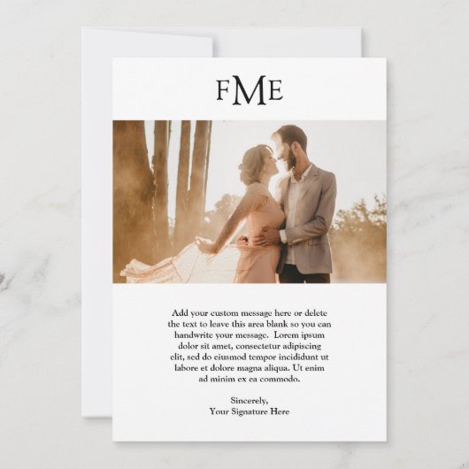 Fiona foto vet monogram moderne bruiloft save the date (Achterkant)