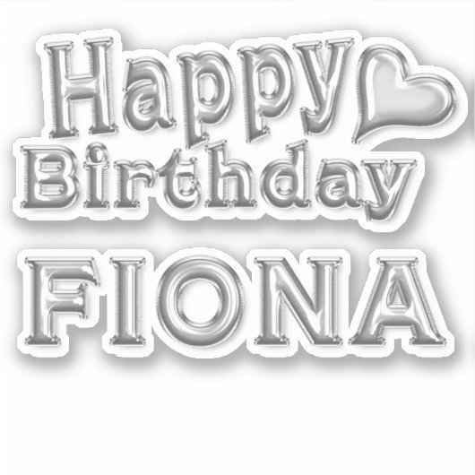 Fiona Happy Birthday silver Aufkleber Sticker (Voorkant)