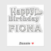 Fiona Happy Birthday silver Aufkleber Sticker (Vel)