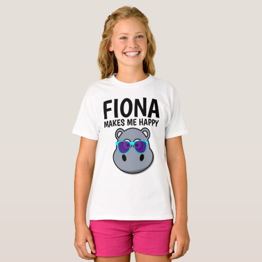 FIONA HIPPO MAAKT ME HAPPY T-shirts (Voorkant volledig)