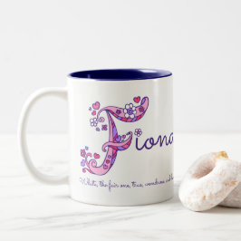 Fiona-naam betekent hartbloem F monogram mok