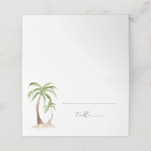 FIONA Palm Tree Beach Tropical Place Card Plaatskaartje (Buitenkant ongevouwen)