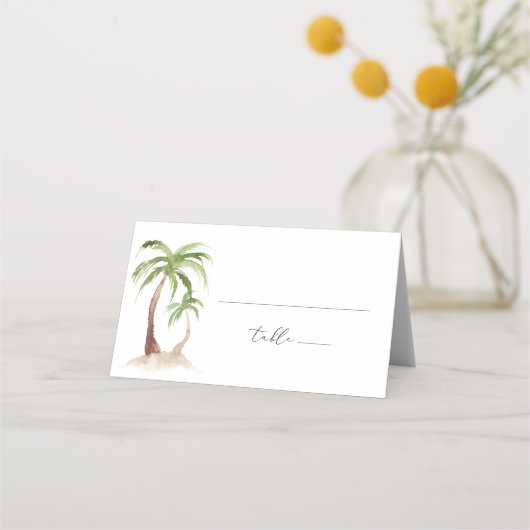 FIONA Palm Tree Beach Tropical Place Card Plaatskaartje (Voorkant)