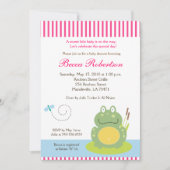 Fiona the Pond Frog (Green) Baby shower Invite Kaart (Voorkant)