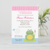 Fiona the Pond Frog (Green) Baby shower Invite Kaart (Staand voorkant)