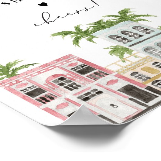 FIONA Waterverf Charleston SC Mimosa Bar Sign Poster (Hoek)