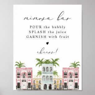 FIONA Waterverf Charleston SC Mimosa Bar Sign Poster