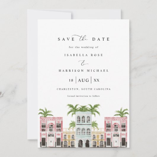 FIONA Waterverf Charleston SC Opslaan Datum Kaart (Voorkant)