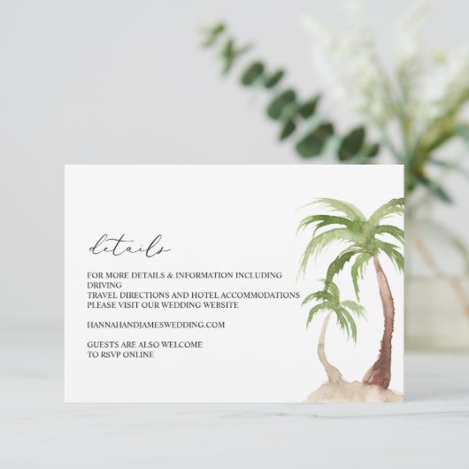 FIONA - Waterverf Palm Tree Details Behuizing Kaart (Staand voorkant)