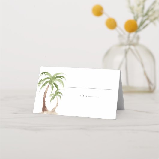 FIONA Waterverf Palm Tree Tropical Beach Guest Plaatskaartje (Voorkant)