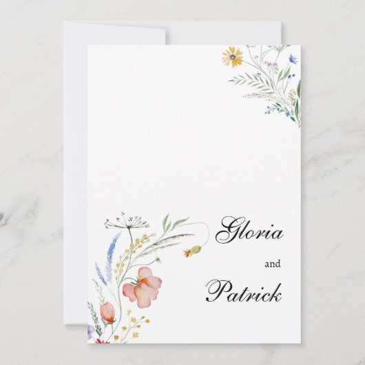 Fiona Wildflower in bloei bloemenbruiloft Kaart (Achterkant)