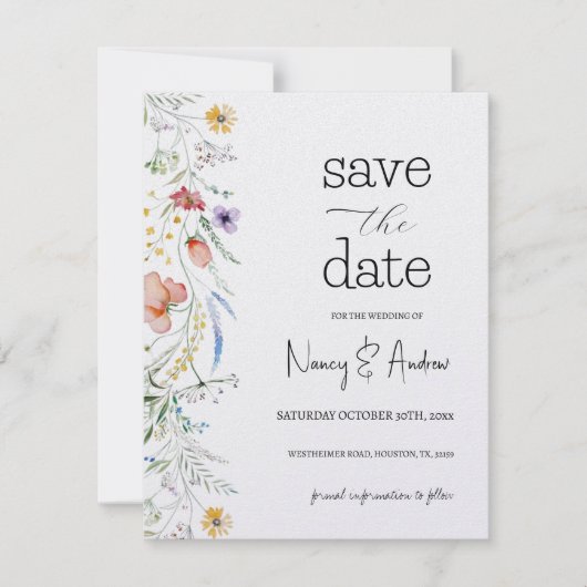 Fiona Wildflower In Bloom Bloemrijke Bruids Shower Save The Date (Voorkant)